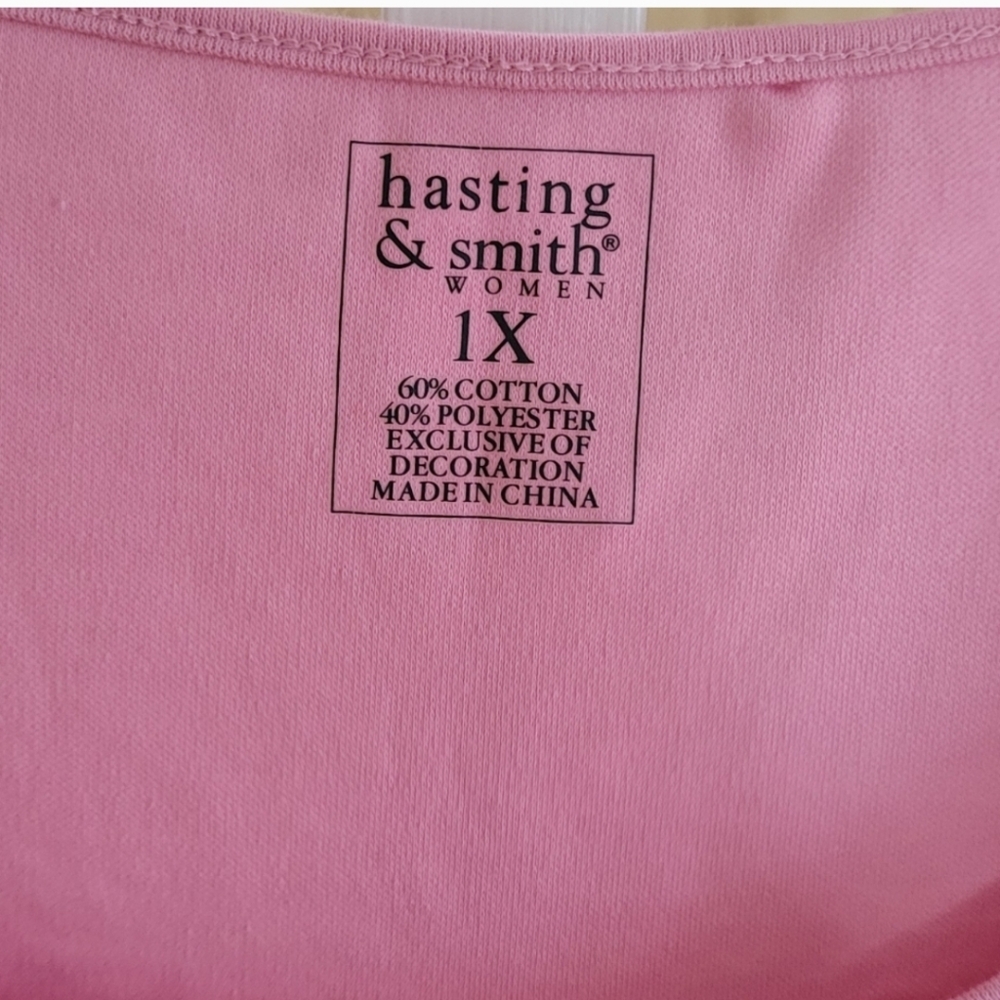 HASTING & SMITH Pink Tank Top Plus Size 1X - Picture 4 of 5